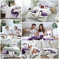 thumbnail image 5 of Transparent Effect Floral Bedding Duvet Cover Set King Size 4 Pieces Delicate Purple Tulip Bedding Set with Zipper Closure, 1 Comforter Cover 92x106 Inches 1 Flat Sheet & 2 Pillow Cases, 5 of 7