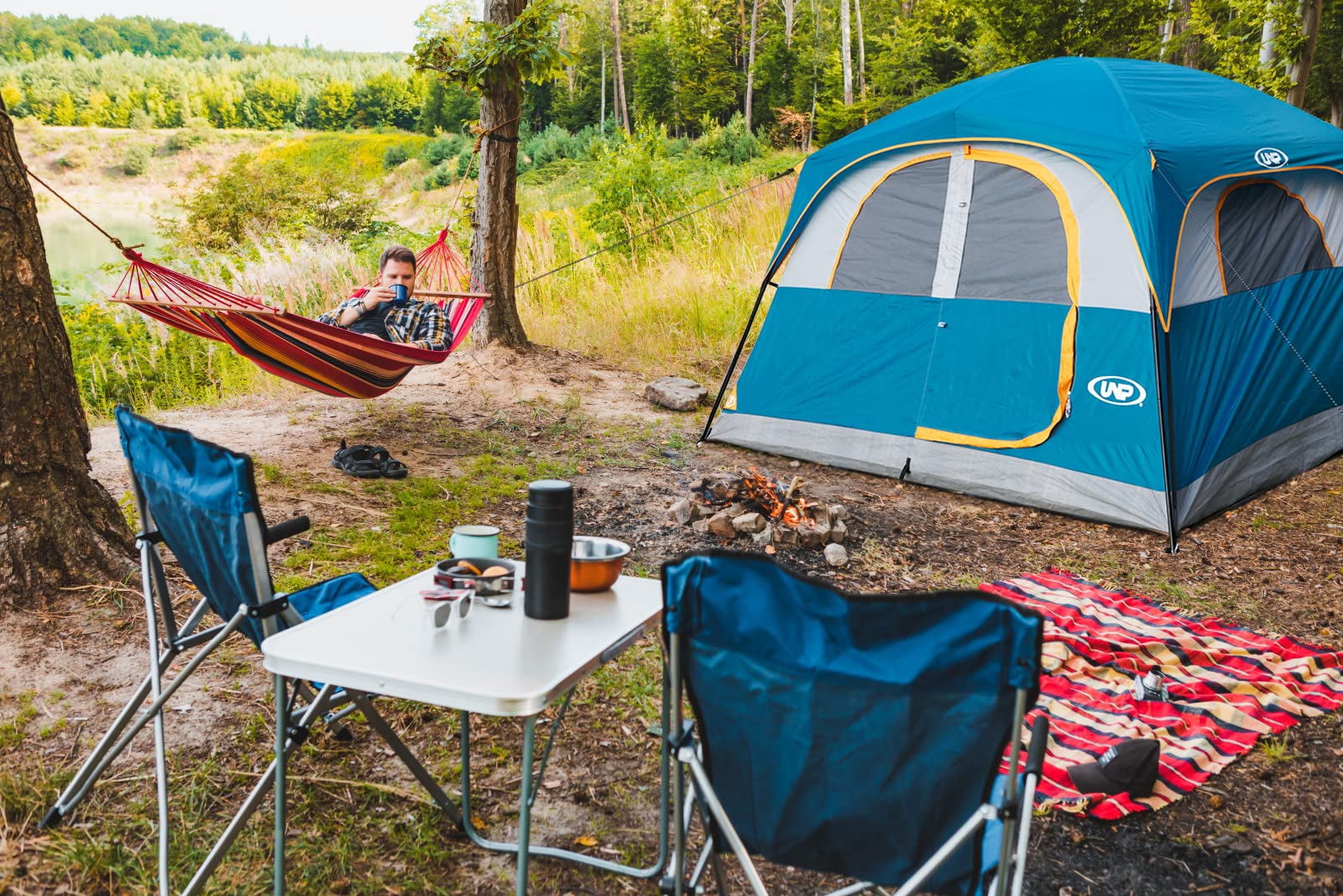 Tents 6 Person Waterproof Windproof Easy Setup Double Layer Family Camping Tent With 1 Mesh Door & 5 Large Windows -10'x9'x78in(h)