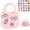 Baby Pink, variant on Mini Silicone Tote Bag for Girls, DIY Beach Bag with 25pcs Cute Patches & Adjustable Strap