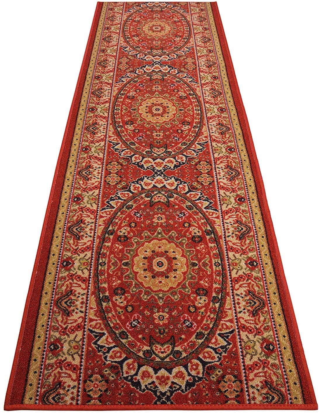 Custom Size Oriental Medallon Red Roll Runner Rug 36 Inch Wide and Customize Choice of Your
