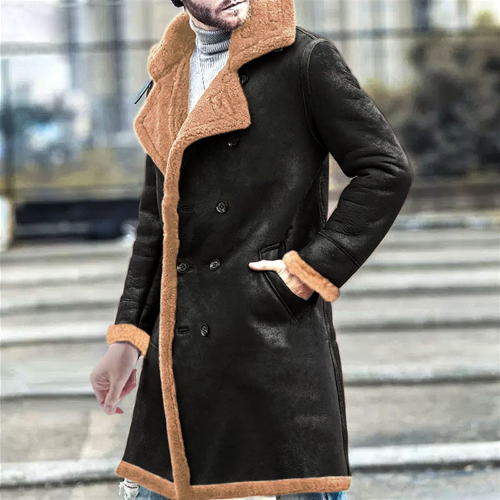 ManxiVoo Winter Coats for Men Leather and Integrated Men's Coat
