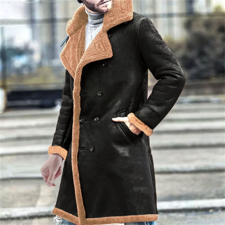 ManxiVoo Winter Coats for Men Leather and Integrated Men's Coat