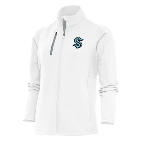 Women s Antigua White Seattle Kraken Team Logo Generation Full-Zip Jacket