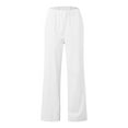 thumbnail image 5 of Womne's Pants Casual Solid Loose Cozy Comfy Straight Leg with Pockets Wide Leg Trousers Women White M, 5 of 6