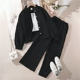 thumbnail image 2 of PIOMLL Girls Outfit Set Long Sleeve Shirt Wide Leg Pants Two Piece Children Casual Wear Black Winter Clothing 3-4 Years, 2 of 6