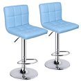 thumbnail image 2 of Leopard Tabourets de Bar Tabouret de Bar Pivotant Réglable en Cuir PU Moderne avec Dossier, Ensemble de 2 (Bleu Clair), 2 of 10
