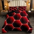 thumbnail image 4 of Honeycomb Comforter Set Twin Size 3D Stereoscopic Black and Red Hexagon Bedding Sets Geometric Hexagonal Beehive Quilt Simplistic Geometrical Geometry Room Decor, 4 of 6