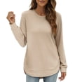 thumbnail image 1 of MITCOWBOY Tuniques pour Femmes, Chandails en Molleton à Col Rond Manches Longues Ourlet Incurvé Chandails en Molleton Sans Capuche, Hauts d'Automne pour Femmes Tendance Marron 2TG Liquidation!, 1 of 4