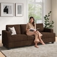 thumbnail image 4 of BLAZANT 89" Extra Deep Seats Oversize, Wide Corduroy Fabric 3 Seater Sofa for Living Room, Modern Couch and Sofa, Comfy Armrests and Seats and Backrests, Easy Installation,Brown, 4 of 14