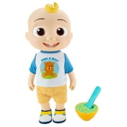 CoComelon Official Deluxe Interactive JJ Doll with Sounds. Included accessories are great for your child to play dress up and have feeding time with JJ. Press tummy for giggles and more phrases.