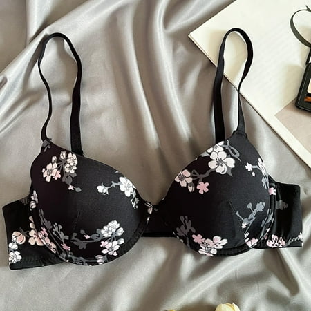 

Women‘s Solid Soft Floral Print Push Up Bra Essential Slightly Medium Stretch Bra Women‘s Lingerie & Underwear