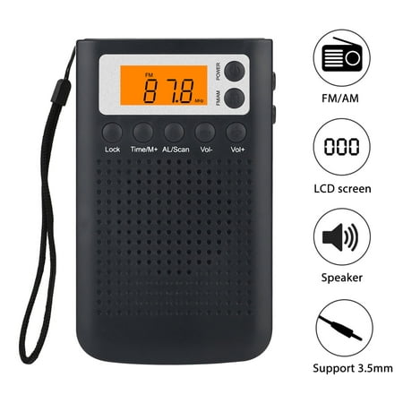 TSV Portable AM FM Pocket Radio - Best Reception and Longest Lasting, Digital Battery Operated Walkman Radio with Preset, Timer, Alarm Clock, Lock Station for Jogging, Walking,