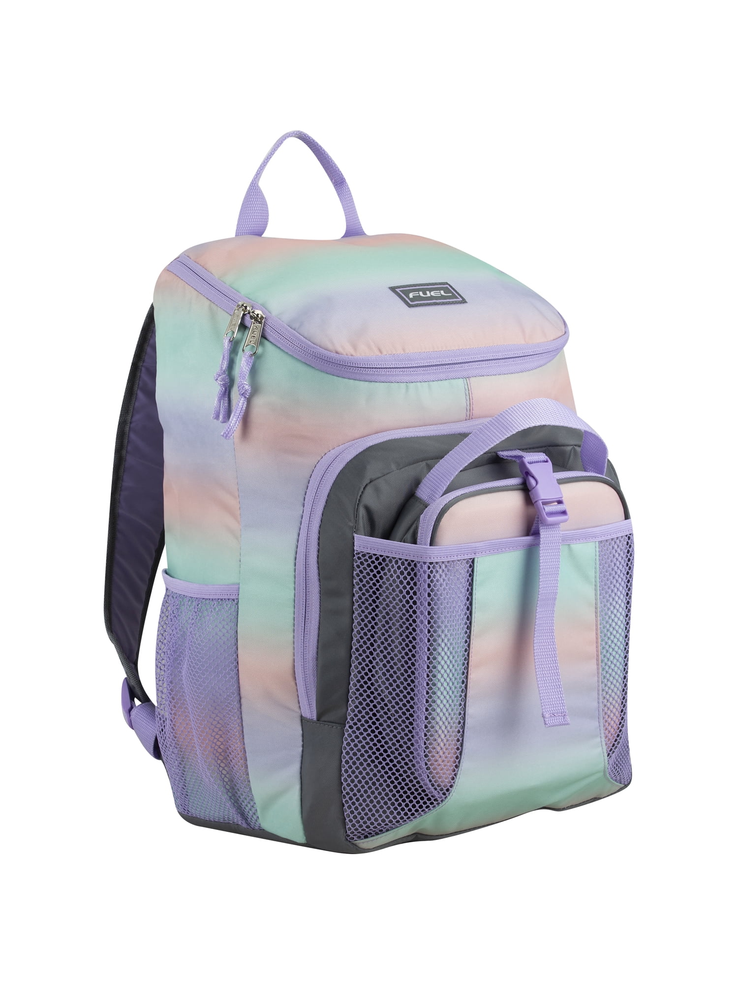 Fuel Unisex Top Loading Backpack and Lunch Bag Set, 2-Piece, Pink Blue Gradient