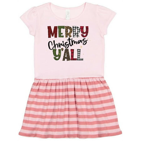 

Inktastic Merry Christmas Y all Festive Patterns Gift Toddler Girl Dress