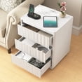 thumbnail image 5 of Leumius 3-Drawer Small Nightstand Set of 2 with Charging Station,Modern Sofa Side Table End Table Wood Storage Cabinet for Living Room,Bedroom,Office,White, 5 of 7
