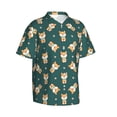 thumbnail image 2 of Uemuo Cute Shiba Printed Regular Fit Short Sleeve Casual Hawaiian Shirt for Men,Aloha shirt,Tropical shirt,Floral print shirt,Vacation Beach shirt-Medium, 2 of 9
