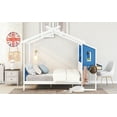 thumbnail image 4 of Full Size House Bed with Desk and Drawers for Kids, White & Blue, 4 of 15