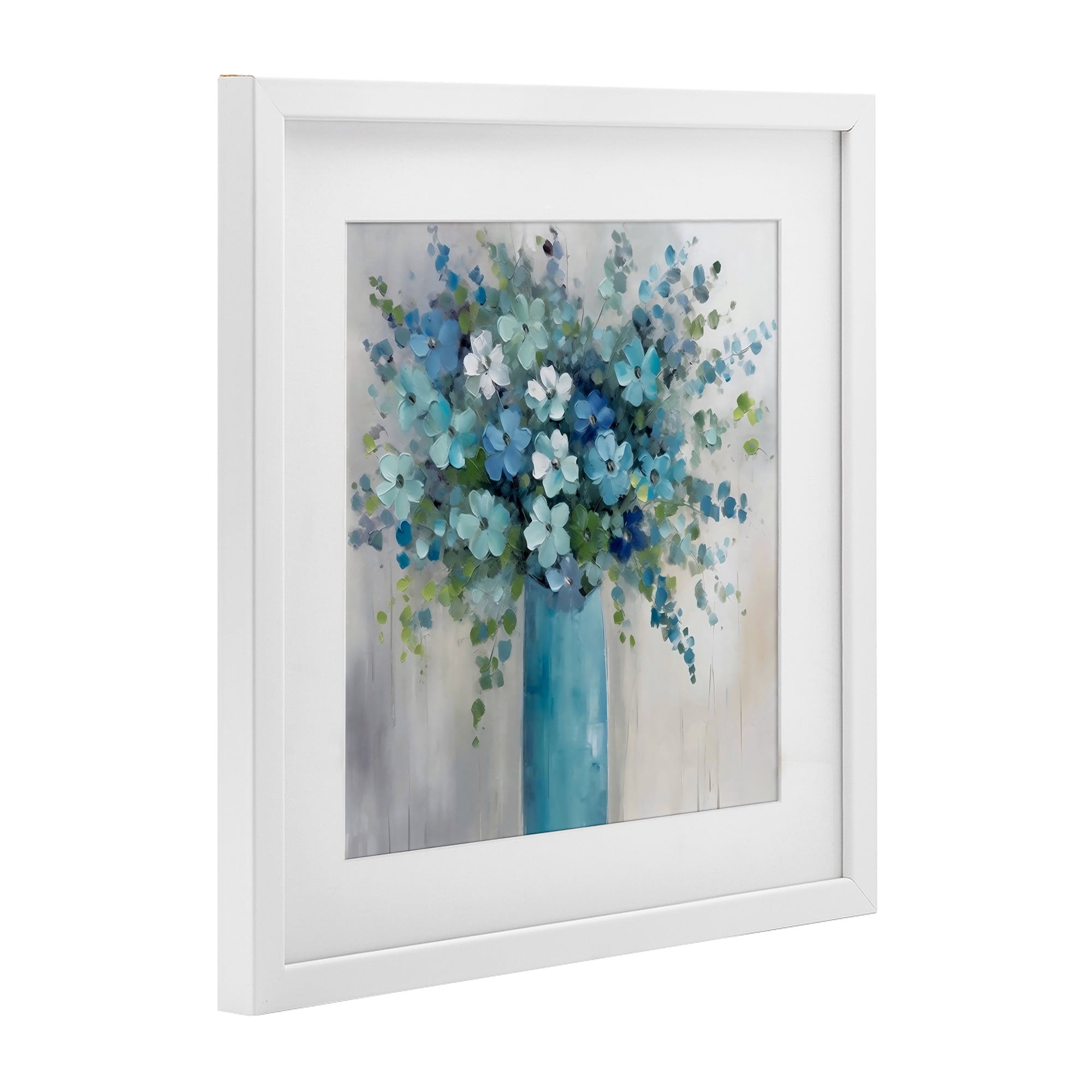 Stupell Industries Indigo Bouquet in Blue Vase White Framed Print Under Glass, design by Creative Studio