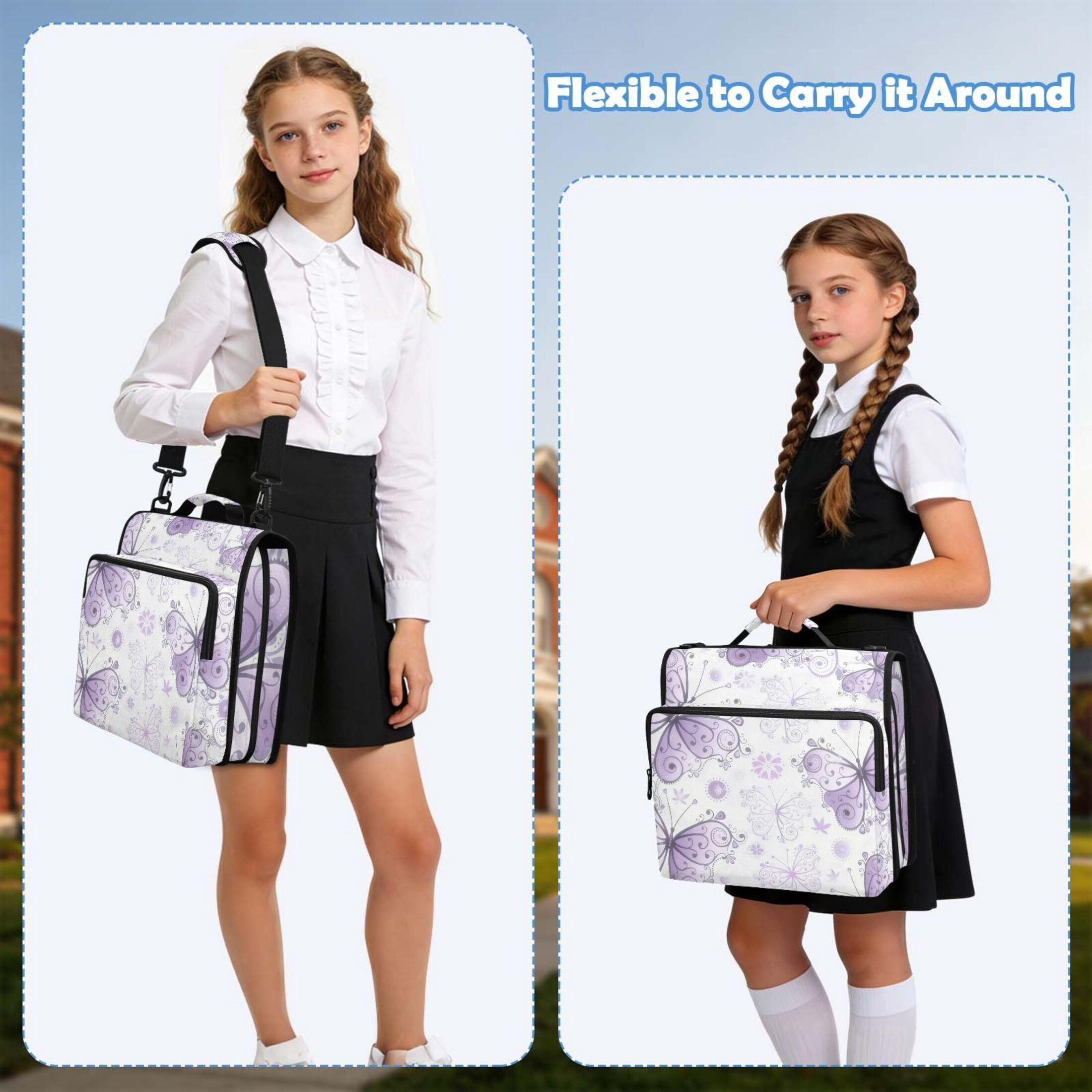 DIXRUYEE Zipper Binder File Keeper Documents Organized-Lavender Dream Butterfly Of Pattern