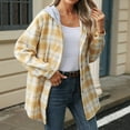 thumbnail image 7 of Kaemgyyd Women's Plaid Shacket Casual Loose Long Sleeve Button down Shirts Jacket Hooded Wool Blend Coat with Pockets, 7 of 7