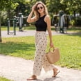 thumbnail image 4 of Resicozy Womens Lace Trim Wide Leg Pants 2026 Summer Cropped Lace-Hem Pants Casual Polka Dot Pant with Pockets Khaki 2XL, 4 of 6