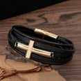 thumbnail image 2 of Pulsera retro para hombre, de cuero, multicapa, tejida a mano, de aleación, con hebilla magnética, pulsera, joyería, 2 of 6