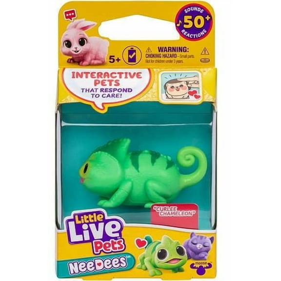 Little Live Pets NeeDees Curlee Chameleon Wearable Interactive Figure Pack