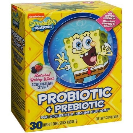 SpongeBob Square Pants Children's Nickelodeon Probiotic & Prebiotic 30 Count