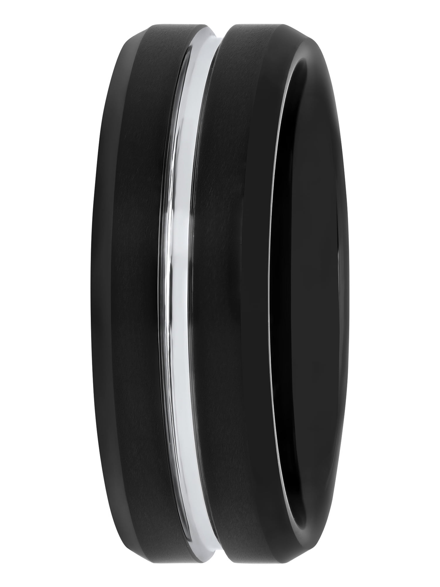 Mens Black Tungsten 8MM Grooved Comfort Fit Wedding Band - Mens Ring
