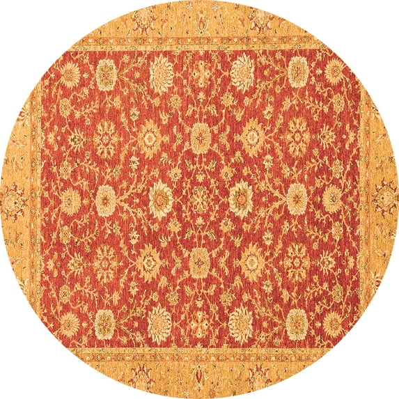 Ahgly Company Indoor Round Oriental Orange Traditional Area Rugs, 5' Round
