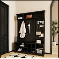 thumbnail image 4 of Hall Tree with Shoe Bench, Coat Rack ,Shoe Storage ,Storage Shelves and Pegboard, for Hallways, Halls and Bedrooms, Black, 4 of 14