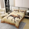 thumbnail image 2 of Cotton Rustic Farmhouse Moose Duvet Cover,Retro Old Paper Print Country Decor, 2 of 7