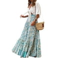thumbnail image 1 of Women Flowy Boho Skirt Printed Ruffled Hem Summer Skirt for Beach, 1 of 7