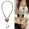 thumbnail image 2 of Milue Elegant Ceramic Bead Woven Chain Necklace Vintage Butterfly Pendant Necklace, 2 of 13