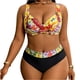 thumbnail image 2 of Traje de baño de 2 piezas para mujer, trajes de baño para mujer, traje de baño de moda para mujer de talla grande, traje de baño estampado con tirantes, traje de baño con abertura lateral, traje de ba, 2 of 8
