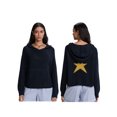thumbnail image 2 of Michellecmm  Women's Hooded Knit Sweater Long Sleeve Star Print Casual Knitwear, 2 of 9