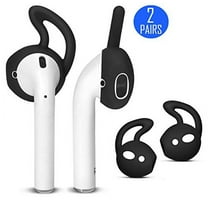 AirPods and EarPods Anti-Slip Covers and Hooks Attachment for Apple iPhone Earphones Headphones Earbuds - (2 Pairs) (Black)