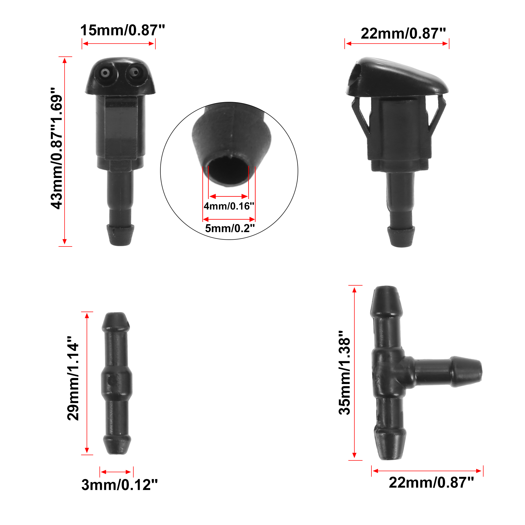 Unique Bargains 1 Set Windshield Wiper Fluid Squirter Nozzle