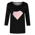 thumbnail image 5 of Penkiiy Valentines Day Shirts Women Cute Heart Shirt Casual Valentines Shirts for Women Long Sleeve Graphic Tees Tops XS Black, 5 of 5