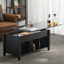 Ktaxon Premium Lift Coffee Table, Center Table with Storage & Cube Open Shelves, Large Space Lift Top Coffee Table for Living Room/Reception Room/Office, Black
