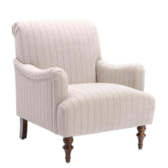 Comfort Pointe Fabric Stripes Armchair, Beige