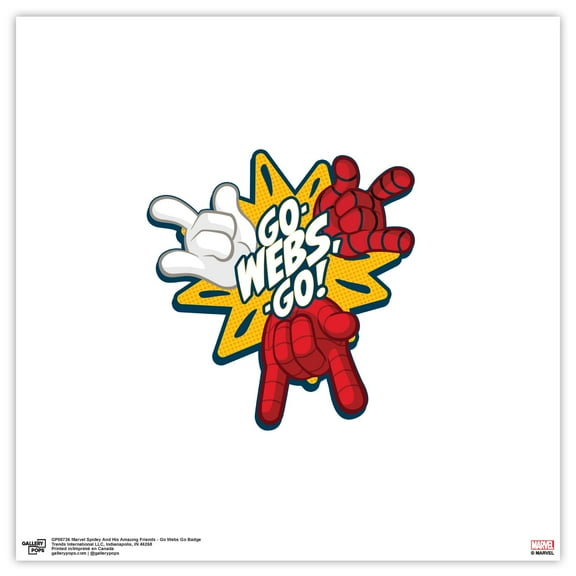 Gallery Pops Marvel Spidey And His Amazing Friends - Go Webs Go Badge Wall Art, Unframed Version, 12" x 12"