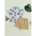 thumbnail image 4 of Wassery 2Pcs Toddler Boys Beach Outfits Tropical Leaf Print Short Sleeve Button Shirt + Shorts Set  6M 12M 18M 24M 3T 4T Boys Summer Casual Clothes, 4 of 8