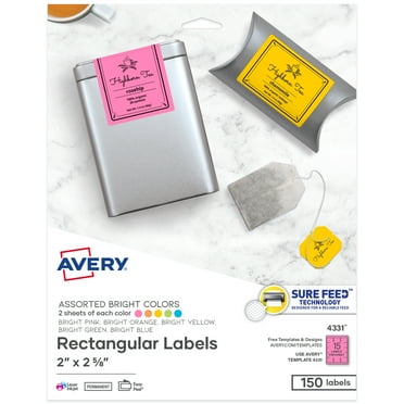 Avery Labels, Assorted Bright Colors, 2" x 2-5/8", 150 (4331)