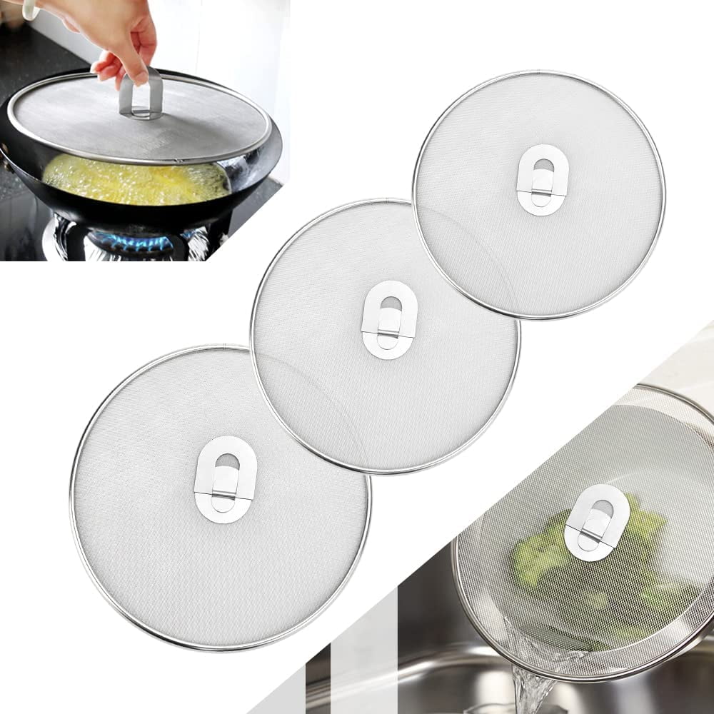 BUZIFU 3 Pcs Stainless Steel Splatter Screen Grease Splatter Guard ...