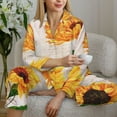 thumbnail image 6 of Fotbe Sunflower 5 Pattern Long Sleeve Pajama Set for Women,Sleepwear Set,2-piece Loungewear Set,Soft PJs Comfy Nightwear with Pockets -Medium, 6 of 7