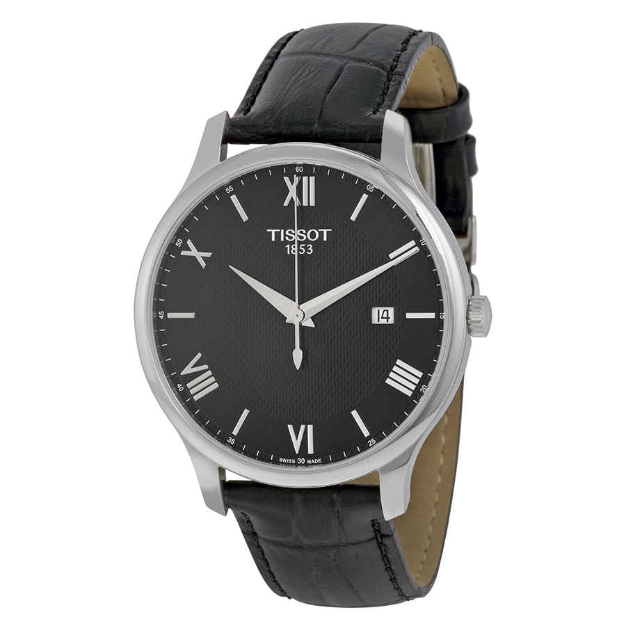 Tissot Tradition Gent Black Dial Black Leather Watch T063.610.16.058.00 -  Walmart.com