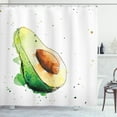 thumbnail image 1 of Avocado Shower Curtain, Simplistic Watercolor Art Effect Doodle Slice Tasty Gourmet Vegetable, Fabric Bathroom Set with Hooks, 69W X 84L Inches Extra Long, Pale Green Brown Green, by Ambesonne, 1 of 3