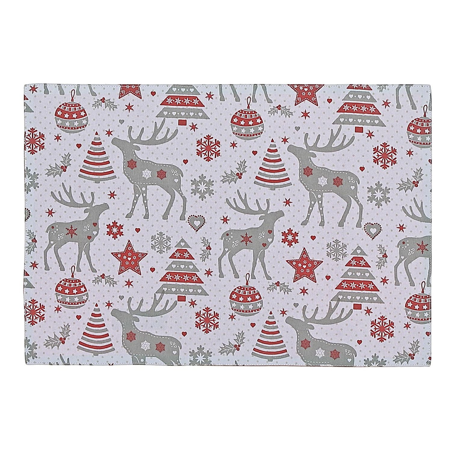 Cotton Placemat Reindeer - Set of 12