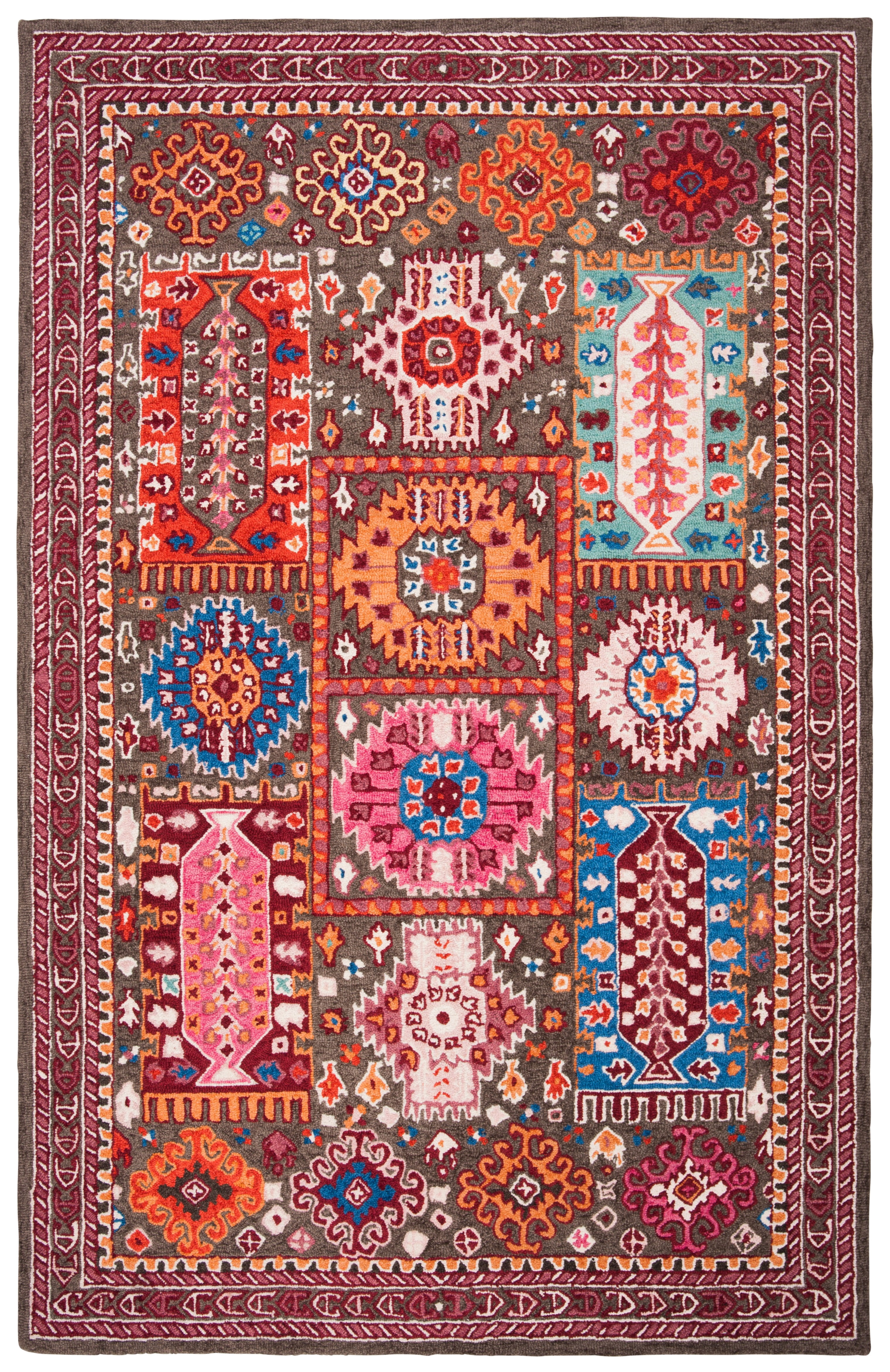 SAFAVIEH Bellagio Lydia Southwestern Wool Area Rug, Brown/Rust, 5' x 8'